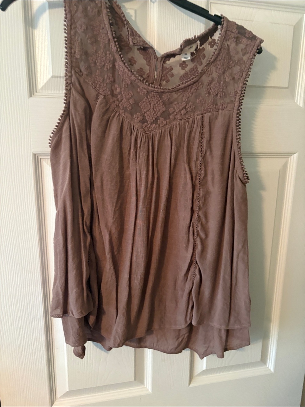 Style & Co. Mauve Sleeveless Embroidered Layered Camisole